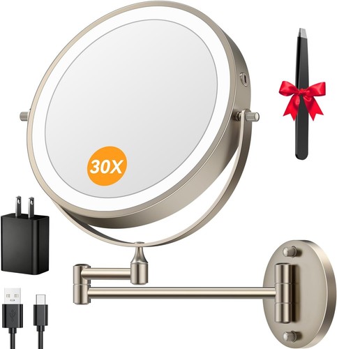 Wall mounted lighted makeup - wall,